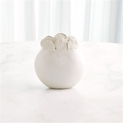 Lana Coastal Beach Cream Scalloped Table Vase - 7"|