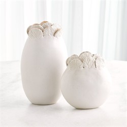 Lana Coastal Beach Cream Scalloped Table Vase - 7"|