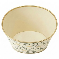 Worlds Away Elise French Country Hand-Painted Cream Floral Vine Waste Basket|