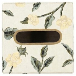 Worlds Away Elise French Country Hand-Painted Cream Floral Vine Tissue Box|