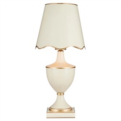 Mariette French Country Cream Scalloped Cordless Table Lamp|