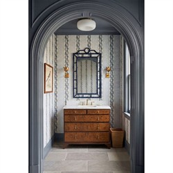 Chloe Global Deep Sea Blue Lacquer Bamboo Chinoiserie Wall Mirror
