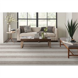 Elorde Coastal Beach Light Brown Wool Striped Patterned Rug - 5'x8'|