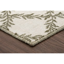Marithel Updated Traditional Green Wool Floral Patterned Rug - 5'x8'|