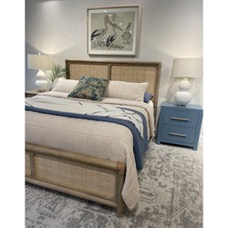 Riona Coastal Beach Woven Rattan Natural Oak Bed - Queen|