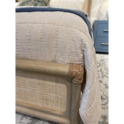 Riona Coastal Beach Woven Rattan Natural Oak Bed - Queen|