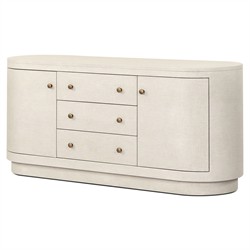 Beatrice Modern Classic Cream Painted Linen Oval Media Cabinet - 60"|