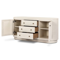 Beatrice Modern Classic Cream Painted Linen Oval Media Cabinet - 60"|