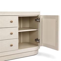 Beatrice Modern Classic Cream Painted Linen Oval Media Cabinet - 60"|