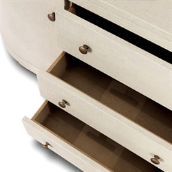 Beatrice Modern Classic Cream Painted Linen Oval Media Cabinet - 60"|