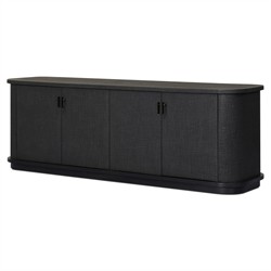 Berlin Modern Classic Black Painted Linen Media Cabinet - 80"|