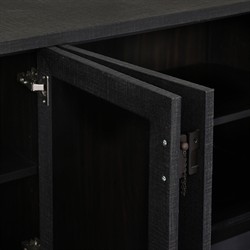 Berlin Modern Classic Black Painted Linen Media Cabinet - 80"|