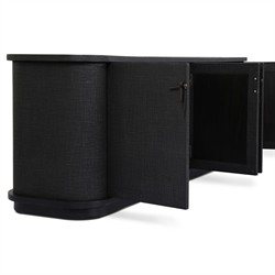 Berlin Modern Classic Black Painted Linen Media Cabinet - 80"|