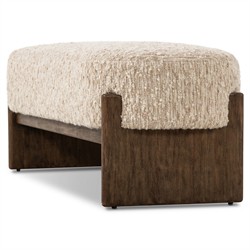 Leith Modern Classic Cream Boucle Brown Wood Bedroom Bench - 60"|