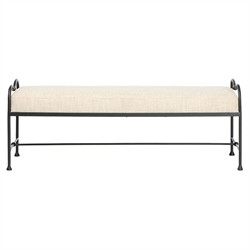 Leona Modern Classic Cream Boucle Black Iron Bedroom Bench|