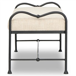 Leona Modern Classic Cream Boucle Black Iron Bedroom Bench|
