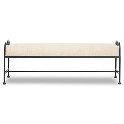 Leona Modern Classic Cream Boucle Black Iron Bedroom Bench|