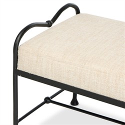 Leona Modern Classic Cream Boucle Black Iron Bedroom Bench|