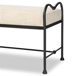 Leona Modern Classic Cream Boucle Black Iron Bedroom Bench|