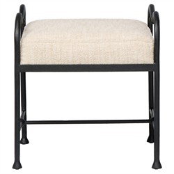 Leona Modern Classic Cream Boucle Black Iron Stool|