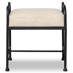 Leona Modern Classic Cream Boucle Black Iron Stool|