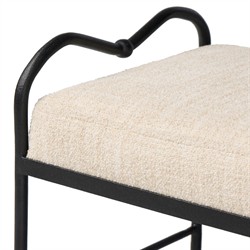 Leona Modern Classic Cream Boucle Black Iron Stool|