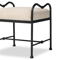 Leona Modern Classic Cream Boucle Black Iron Stool|