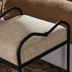 Leona Modern Classic Cream Boucle Black Iron Stool|