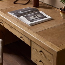 Nico Modern Classic Palermo Leather Natural Oak Desk|