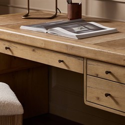 Nico Modern Classic Palermo Leather Natural Oak Desk|