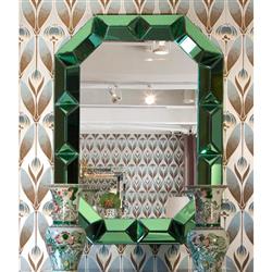 Romano Hollywood Regency Peridot Green Framed Wall Mirror|