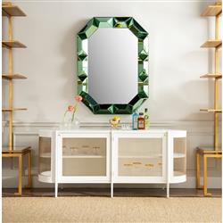 Romano Hollywood Regency Peridot Green Framed Wall Mirror|