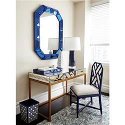 Romano Hollywood Regency Sapphire Blue Framed Wall Mirror|