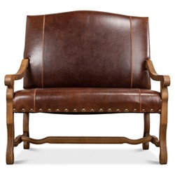 Jackson Updated Traditional Brown Leather Settee|