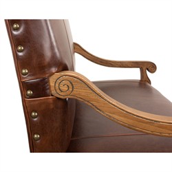 Jackson Updated Traditional Brown Leather Settee|