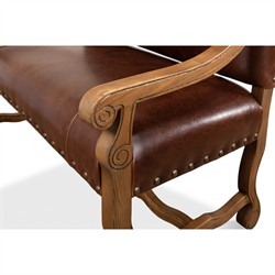 Jackson Updated Traditional Brown Leather Settee|