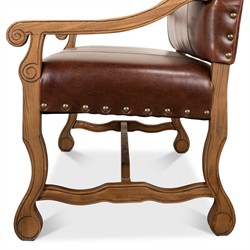 Jackson Updated Traditional Brown Leather Settee|