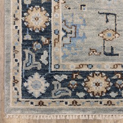 Emery Updated Traditional Light Blue Wool Floral Patterned Rug - 6'x9'|