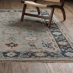 Emery Updated Traditional Light Blue Wool Floral Patterned Rug - 6'x9'|
