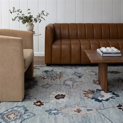 Rowan Updated Traditional Light Blue Wool Oushak Patterned Rug - 6'x9'|