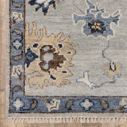 Rowan Updated Traditional Light Blue Wool Oushak Patterned Rug - 6'x9'|