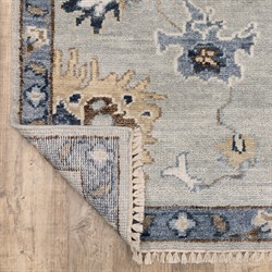 Rowan Updated Traditional Light Blue Wool Oushak Patterned Rug - 6'x9'|