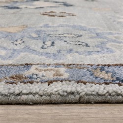 Rowan Updated Traditional Light Blue Wool Oushak Patterned Rug - 6'x9'|