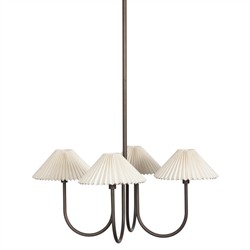 Lisette French Country Bronze Iron Pleated Shade Chandelier|