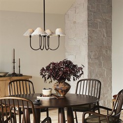 Lisette French Country Bronze Iron Pleated Shade Chandelier|