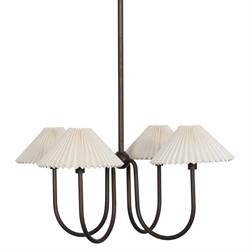 Lisette French Country Bronze Iron Pleated Shade Chandelier|