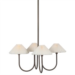 Lisette French Country Bronze Iron Pleated Shade Chandelier|