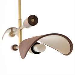 Ashton Rustic Brass Iron Brown Leather Shade Sputnik Chandelier|