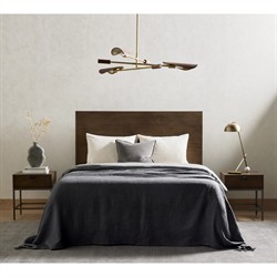 Ashton Rustic Brass Iron Brown Leather Shade Sputnik Chandelier|