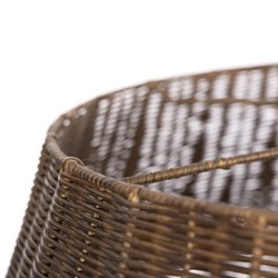 Hadwick Updated Traditional Brown Rattan Shade Black Iron Chandelier|